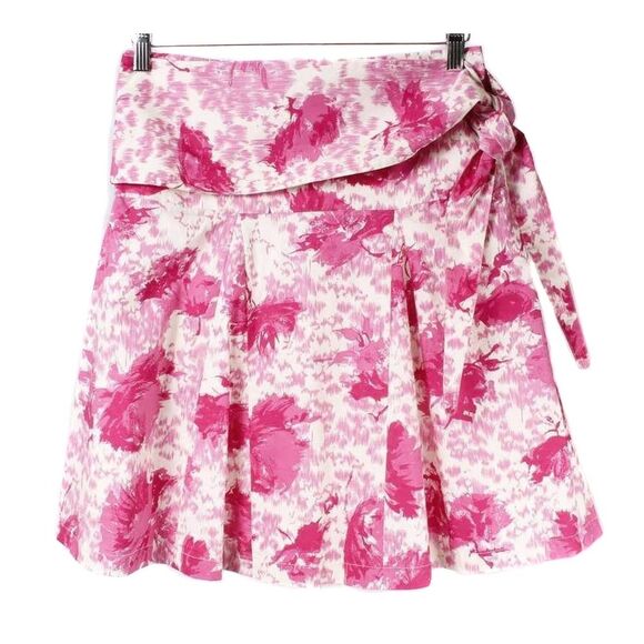 Anthropologie TABITHA Pink & Cream Floral Pattern Tie Waist A-Line Skirt Size 2 - Picture 1 of 3